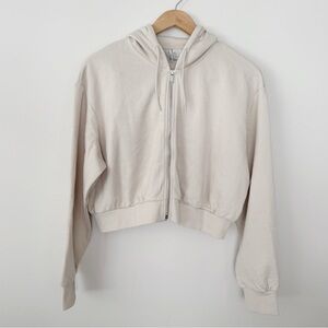 H&M Cropped Zip Up Hoodie Cream Size XL